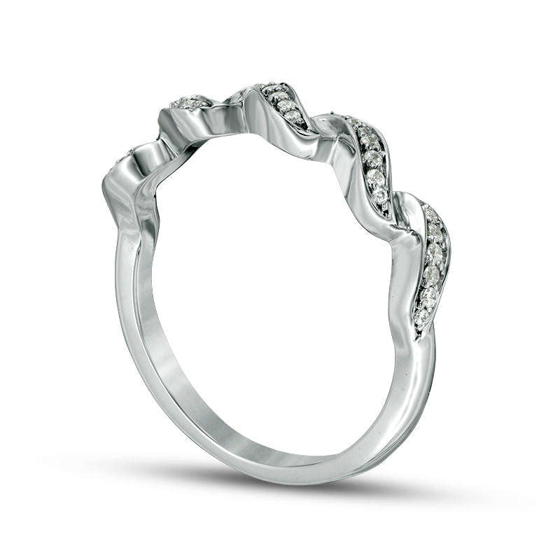 0.13 CT. T.W. Natural Diamond Twist Stackable Band in Solid 10K White Gold