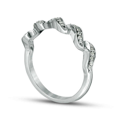0.13 CT. T.W. Natural Diamond Twist Stackable Band in Solid 10K White Gold