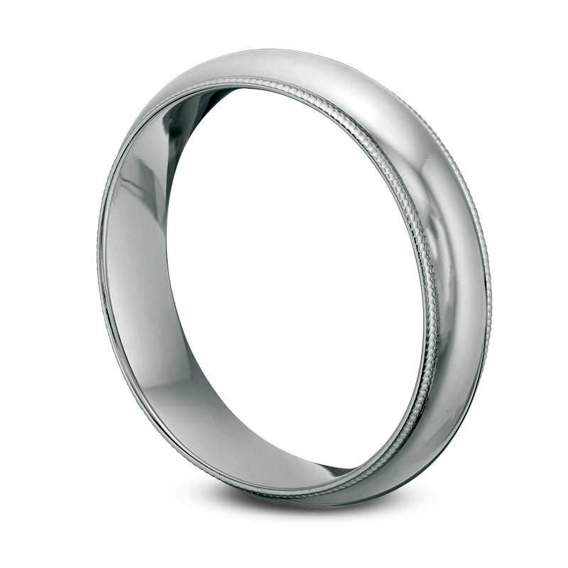 Men's 5.0mm Comfort-Fit Milgrain-Edge Wedding Band in Solid 14K White Gold