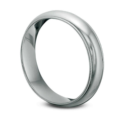 Men's 5.0mm Comfort-Fit Milgrain-Edge Wedding Band in Solid 14K White Gold