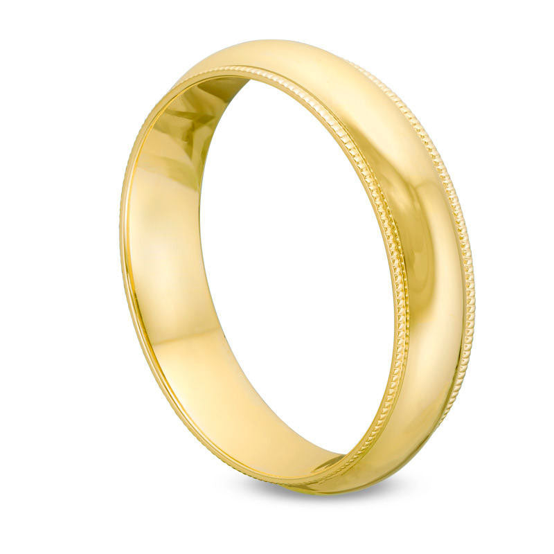 Men's 5.0mm Milgrain-Edge Comfort-Fit Wedding Band in Solid 14K Gold