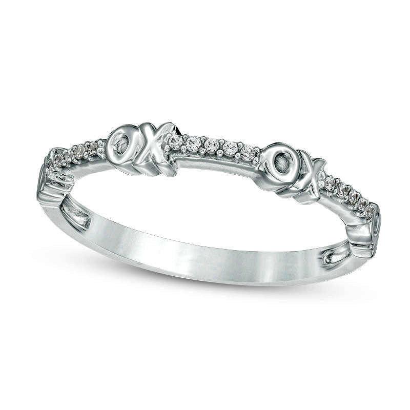 0.05 CT. T.W. Natural Diamond XO" Stackable Band in Solid 10K White Gold"
