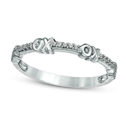0.05 CT. T.W. Natural Diamond XO" Stackable Band in Solid 10K White Gold"