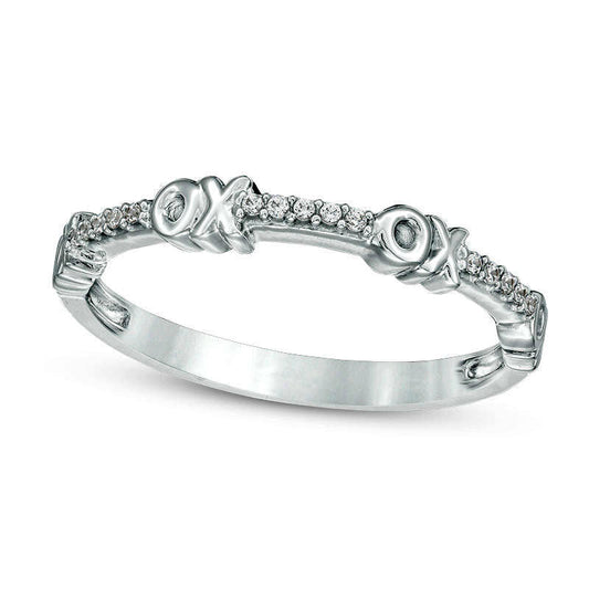 0.05 CT. T.W. Natural Diamond XO" Stackable Band in Solid 10K White Gold"