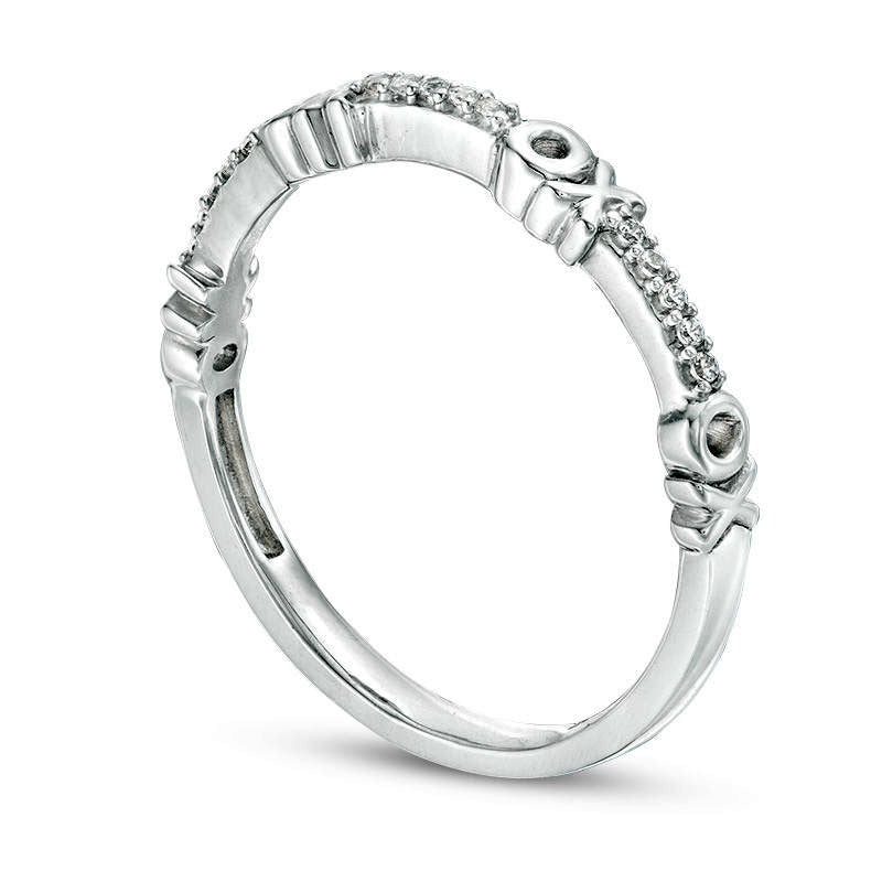 0.05 CT. T.W. Natural Diamond XO" Stackable Band in Solid 10K White Gold"