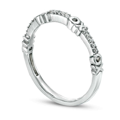 0.05 CT. T.W. Natural Diamond XO" Stackable Band in Solid 10K White Gold"