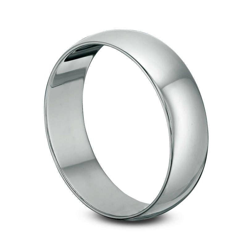 Men's 6.0mm Polished Wedding Band in Solid 10K White Gold