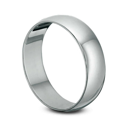 Men's 6.0mm Polished Wedding Band in Solid 10K White Gold