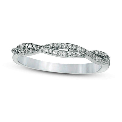 0.13 CT. T.W. Natural Diamond Twist Stackable Band in Solid 10K White Gold