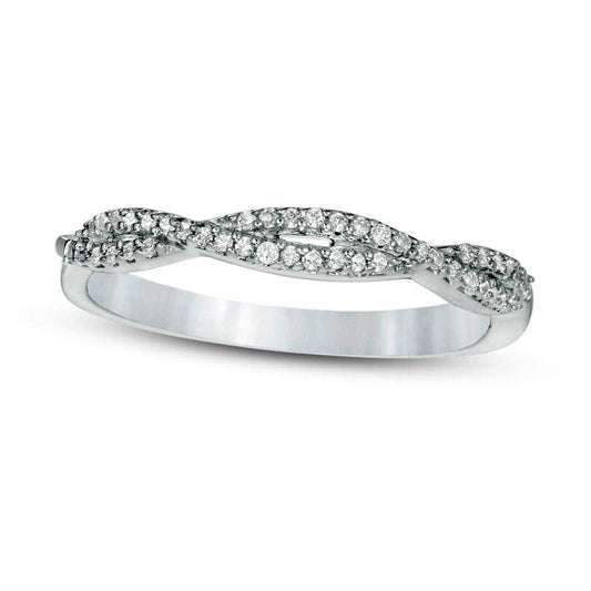 0.13 CT. T.W. Natural Diamond Twist Stackable Band in Solid 10K White Gold