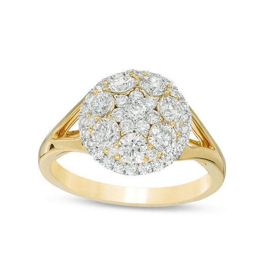 1.5 CT. T.W. Composite Natural Diamond Frame Engagement Ring in Solid 10K Yellow Gold