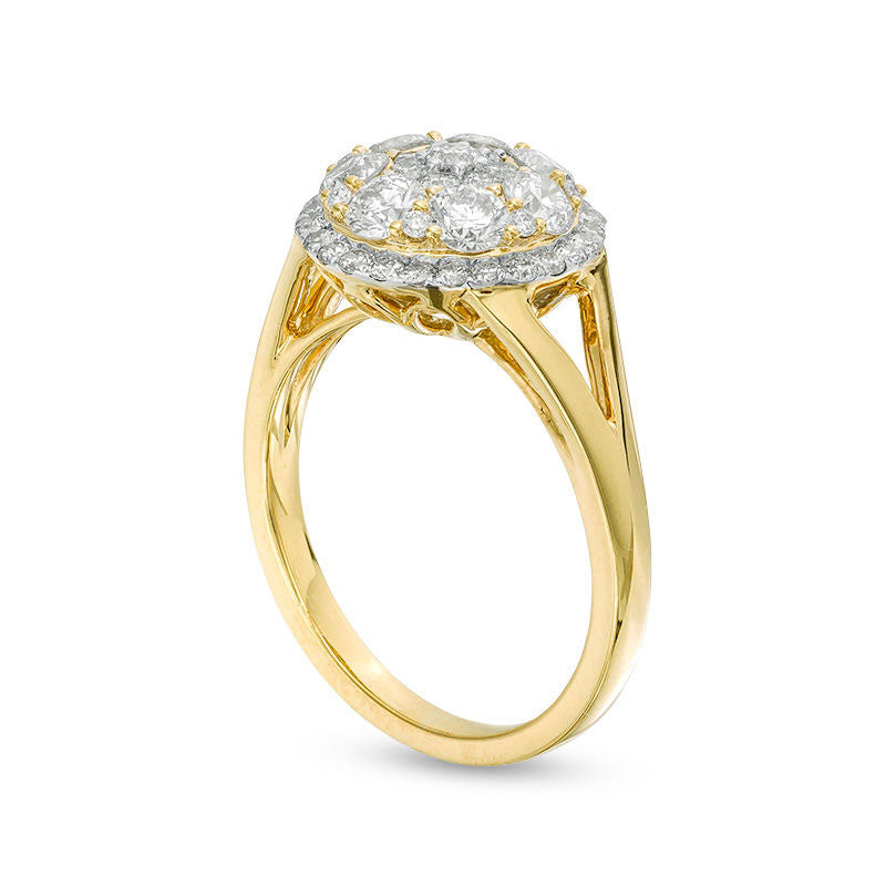 1.5 CT. T.W. Composite Natural Diamond Frame Engagement Ring in Solid 10K Yellow Gold