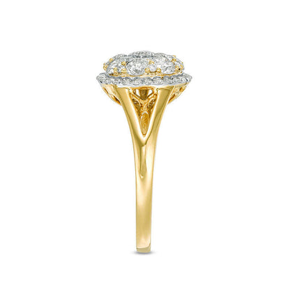 1.5 CT. T.W. Composite Natural Diamond Frame Engagement Ring in Solid 10K Yellow Gold