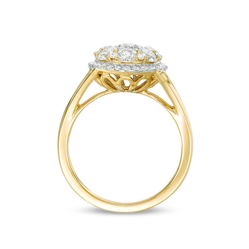 1.5 CT. T.W. Composite Natural Diamond Frame Engagement Ring in Solid 10K Yellow Gold