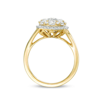 1.5 CT. T.W. Composite Natural Diamond Frame Engagement Ring in Solid 10K Yellow Gold