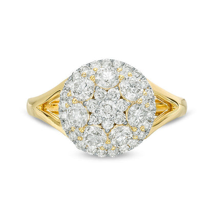 1.5 CT. T.W. Composite Natural Diamond Frame Engagement Ring in Solid 10K Yellow Gold