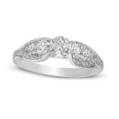 1.20 CT. T.W. Natural Diamond Five Stone Engagement Ring in Solid 10K White Gold