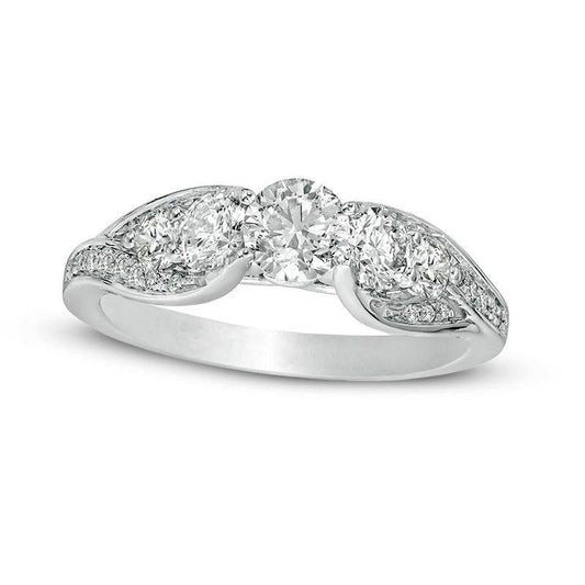 1.20 CT. T.W. Natural Diamond Five Stone Engagement Ring in Solid 10K White Gold