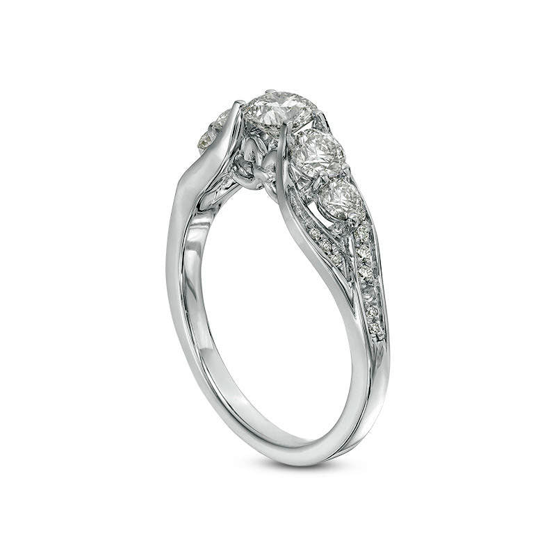 1.20 CT. T.W. Natural Diamond Five Stone Engagement Ring in Solid 10K White Gold