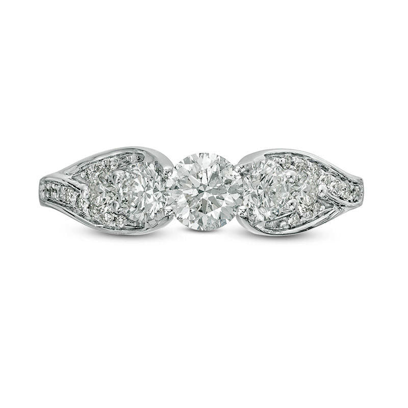 1.20 CT. T.W. Natural Diamond Five Stone Engagement Ring in Solid 10K White Gold