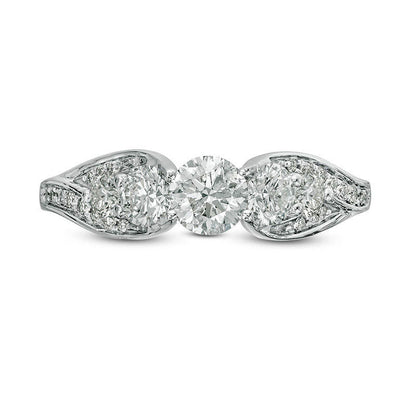 1.20 CT. T.W. Natural Diamond Five Stone Engagement Ring in Solid 10K White Gold