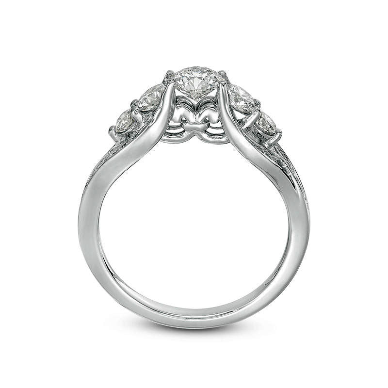1.20 CT. T.W. Natural Diamond Five Stone Engagement Ring in Solid 10K White Gold