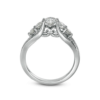1.20 CT. T.W. Natural Diamond Five Stone Engagement Ring in Solid 10K White Gold