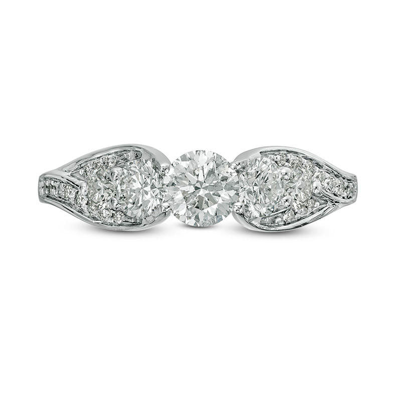 1.20 CT. T.W. Natural Diamond Five Stone Engagement Ring in Solid 10K White Gold