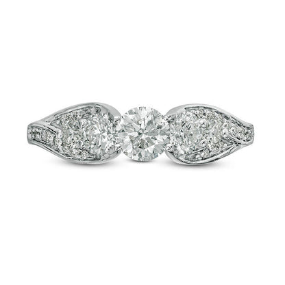 1.20 CT. T.W. Natural Diamond Five Stone Engagement Ring in Solid 10K White Gold