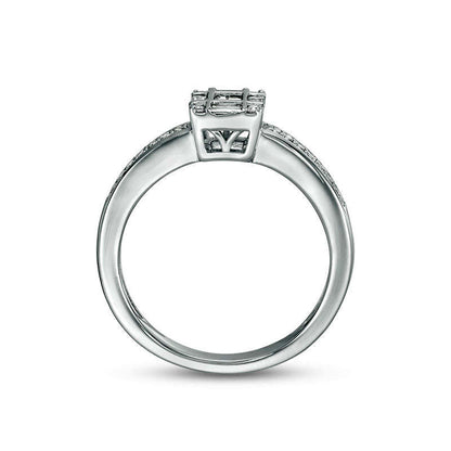 0.33 CT. T.W. Composite Square Natural Diamond Bridal Engagement Ring Set in Solid 10K White Gold