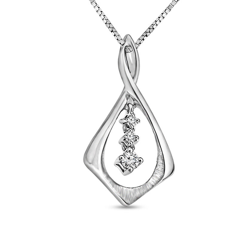 0.07 CT. T.W. Natural Diamond Three Stone Twist Teardrop Pendant in Sterling Silver