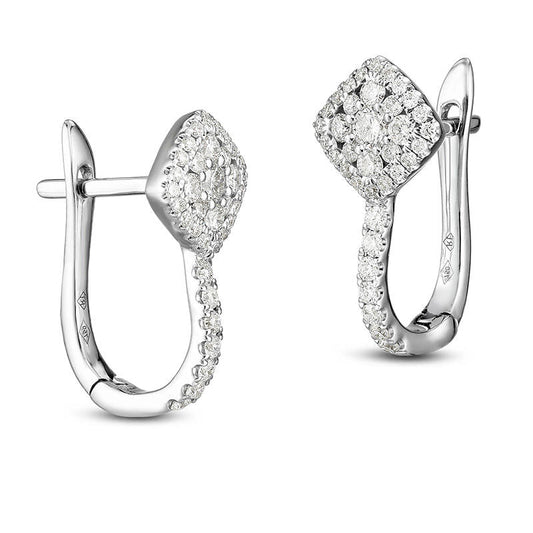 0.5 CT. T.W. Diamond Tilted Square Frame Hoop Earrings in 10K White Gold