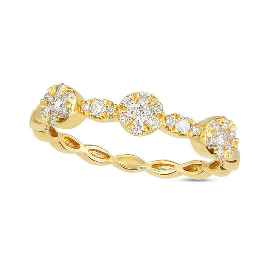 0.25 CT. T.W. Natural Diamond Alternating Marquise and Circle Stackable Band in Solid 10K Yellow Gold