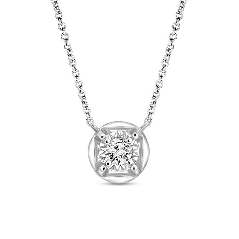 0.1 CT. Natural Clarity Enhanced Solitaire Necklace in 10K White Gold