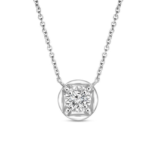 0.1 CT. Natural Clarity Enhanced Solitaire Necklace in 10K White Gold