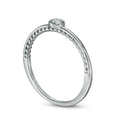 0.05 CT. Natural Clarity Enhanced Diamond Solitaire Promise Ring in Solid 10K White Gold