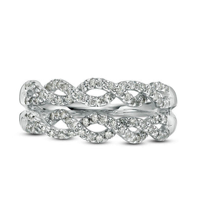 0.50 CT. T.W. Natural Diamond Double Row Twist Wedding Band in Sterling Silver