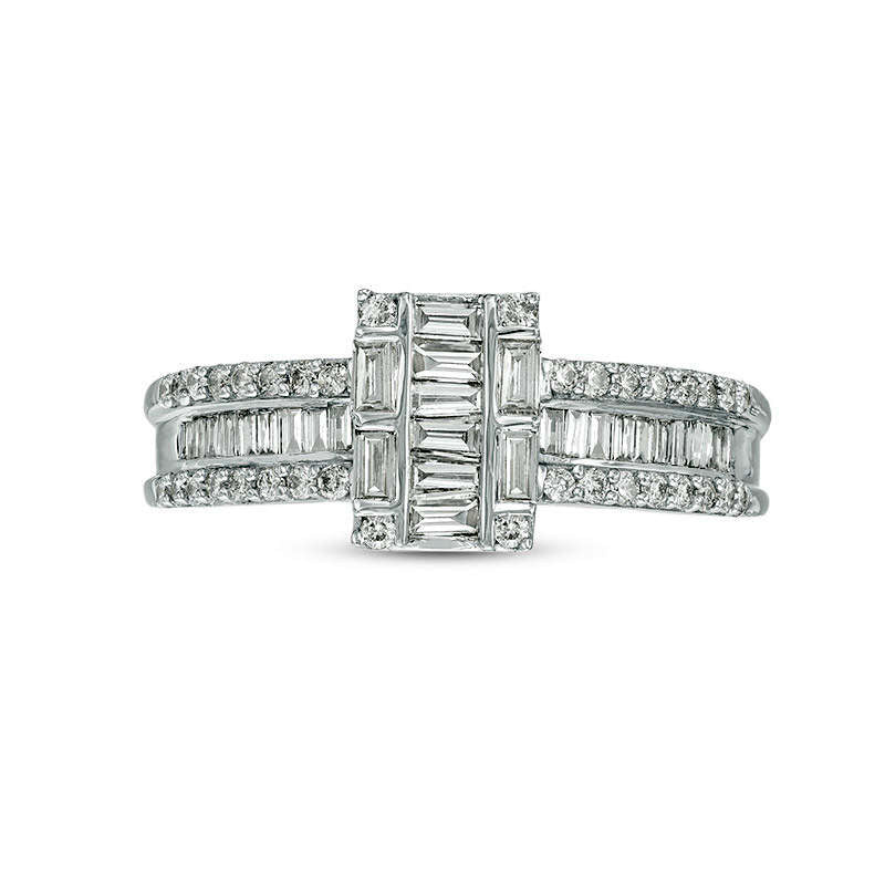 0.50 CT. T.W. Baguette Composite Natural Diamond Multi-Row Engagement Ring in Solid 10K White Gold