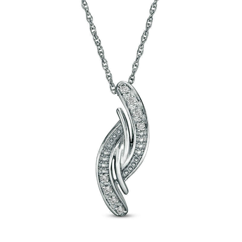 0.05 CT. T.W. Natural Diamond Bypass Pendant in Sterling Silver