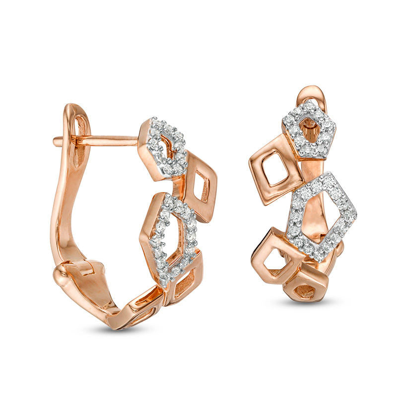 0.33 CT. T.W. Diamond Geometric Hoop Earrings in 10K Rose Gold