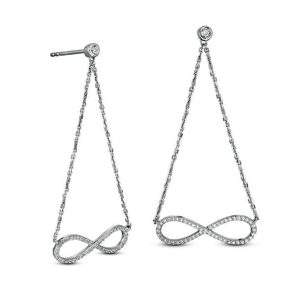 0.25 CT. T.W. Diamond Infinity Pendulum Chain Drop Earrings in 10K White Gold