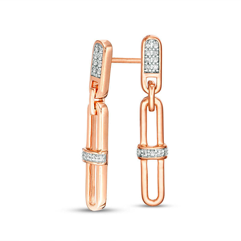 0.1 CT. T.W. Diamond Elongated Oval Drop Earrings in 10K Rose Gold