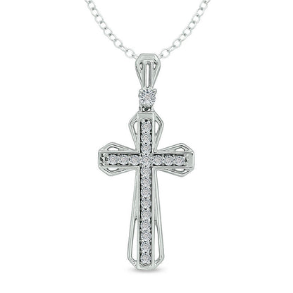 0.05 CT. T.W. Natural Diamond Cross Pendant in Sterling Silver