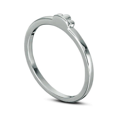 0.07 CT. T.W. Natural Diamond Claddagh Three Piece Stackable Band Set in Sterling Silver and Solid 18K Gold Plate