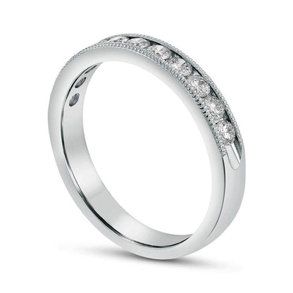 0.50 CT. T.W. Natural Diamond Twelve Stone Antique Vintage-Style Anniversary Band in Solid 18K White Gold (G/SI2)