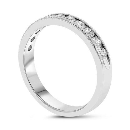 0.75 CT. T.W. Natural Diamond Eleven Stone Antique Vintage-Style Anniversary Band in Solid 18K White Gold (G/SI2)