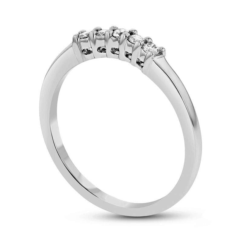 0.17 CT. T.W. Natural Diamond Five Stone Wedding Band in Solid 14K White Gold (H/SI2)