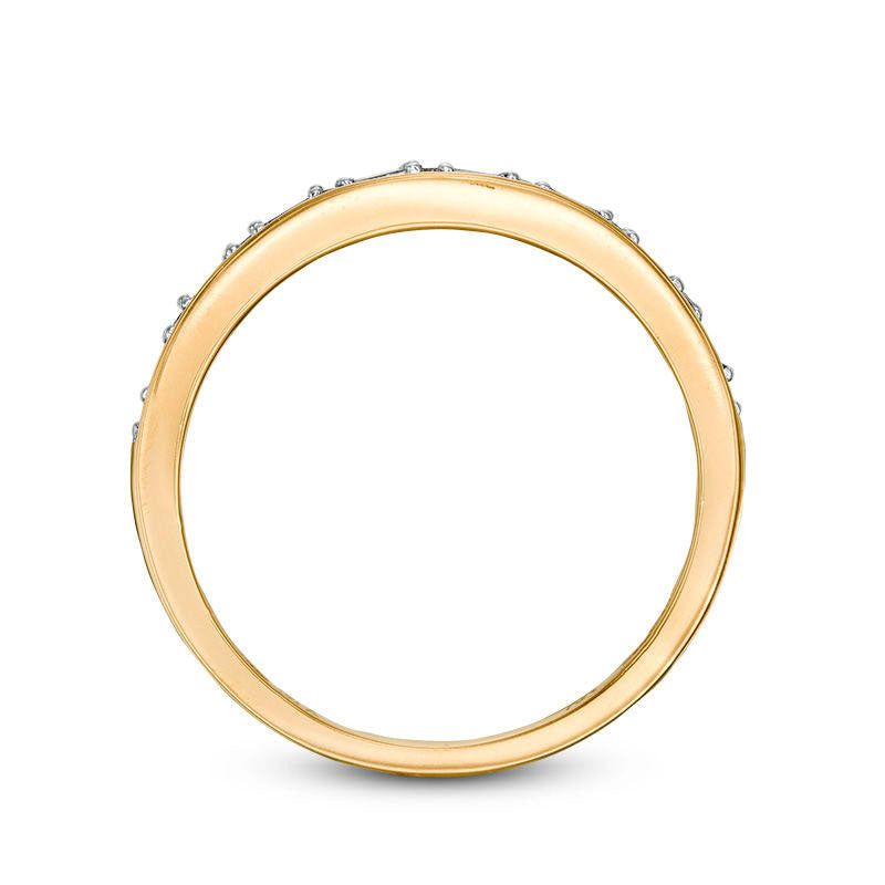 0.13 CT. T.W. Baguette and Round Natural Diamond Alternating Stackable Band in Solid 10K Yellow Gold