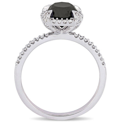 2.0 CT. T.W. Enhanced Black and White Natural Diamond Frame Engagement Ring in Solid 10K White Gold