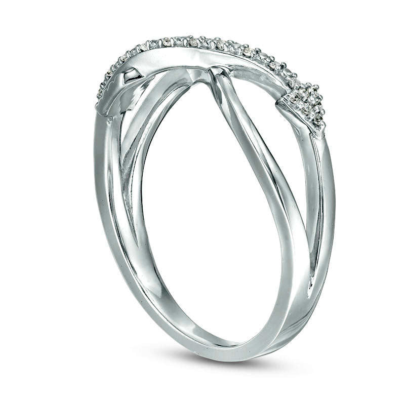 0.05 CT. T.W. Natural Diamond Crossover Arrow Ring in Sterling Silver